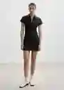 Vestido Cortes Negro Talla S Mujer Mango