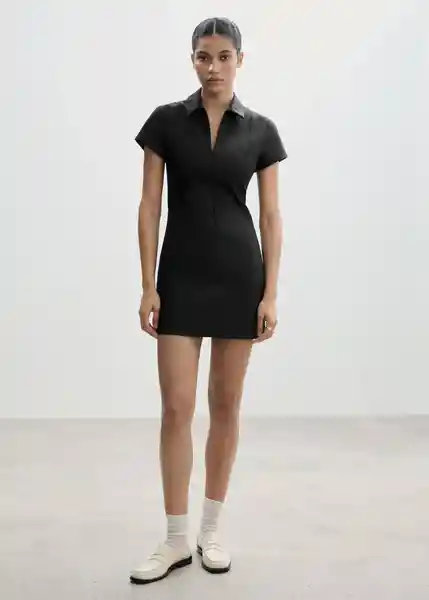 Vestido Cortes Negro Talla S Mujer Mango