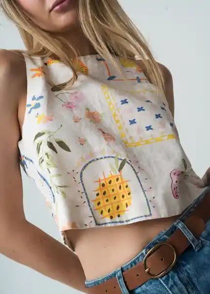 Camisa Ruri Mujer Crudo Marfil Claro T M 012G387 Naf Naf