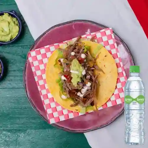Tacos con carne x3 + agua brisa 400 ml