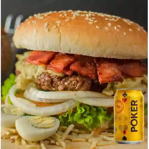 Combo Hamburguesa Especial Res + Poker 355 ml