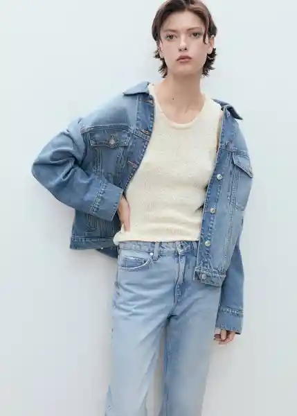 Jean Blanca Tejano Medio Talla 42 Mujer Mango
