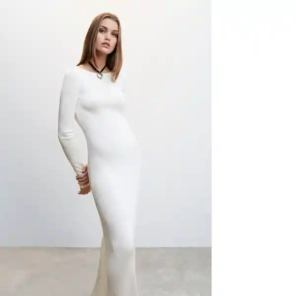 Vestido Laura Offwhite Talla L Mujer Mango