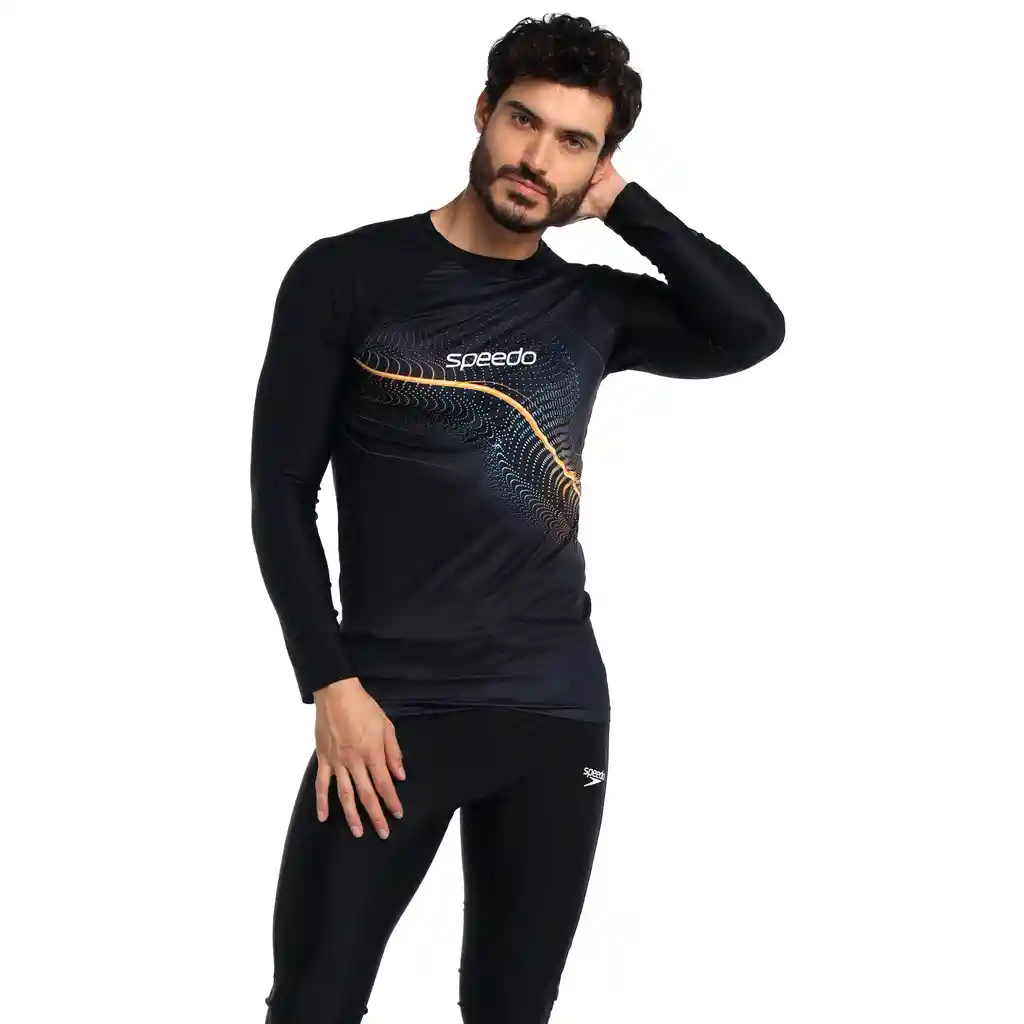 Camiseta Manga Larga Sunshine Wave Sprint Hombre Negro-xl