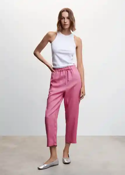 Pantalón Linew Rosa Pastel Talla XS Mujer Mango