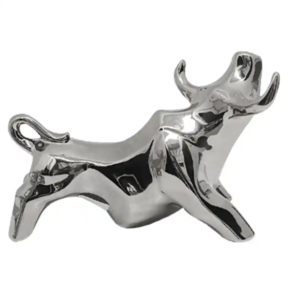 Marres Figura Decorativa Toro Geométrico Plata 13.5 X 21.5 Cm