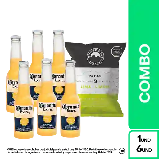 Combo Papa Lima Limón + Coronita Extra Cerveza Lager 6 x 330 mL