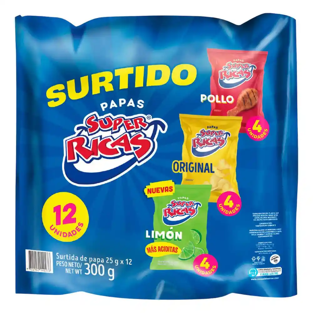 Papas Super Ricas Fritas Surtido Pollo Limón (300 Gr)