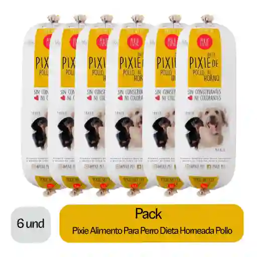 6 x Pixie Alimento para Perro Dieta Horneada Pollo
