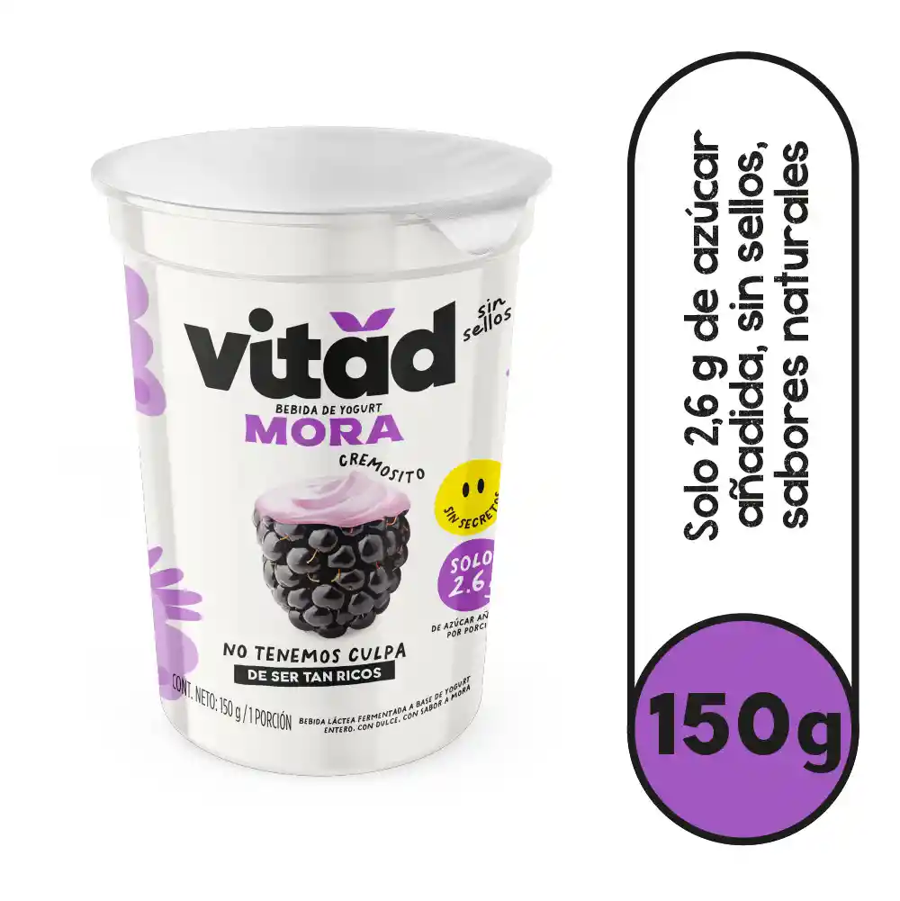 Vitad Bebida Lactea Base Yogur Mora Cremosi (150 Gr)