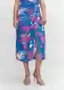 Falda Nuti Azul Talla M Mujer Mango