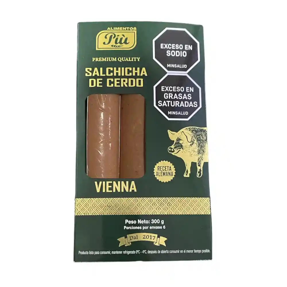 Salchicha de Cerdo Alimentos Piu Tipo Viena (300 Gr)