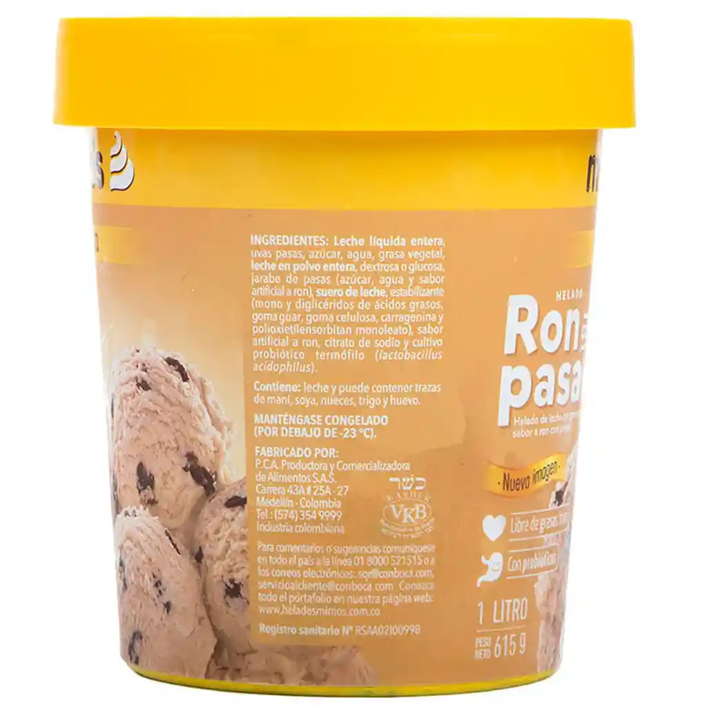 Mimos Helado Clásico Ron con Pasas