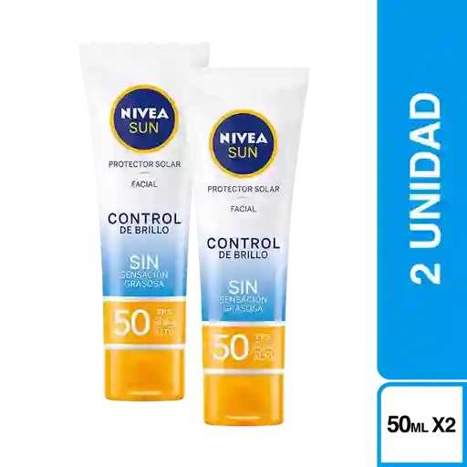 2 x Nivea Sun Control Brillo Face Fps 50