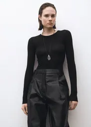 Camiseta Valls Negro Talla M Mujer Mango