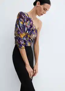 Blusa Showy Negro Talla S Mujer Mango