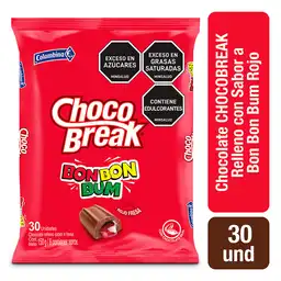 Choco Break Chocolatina con Relleno Sabor Bon Bon Bum