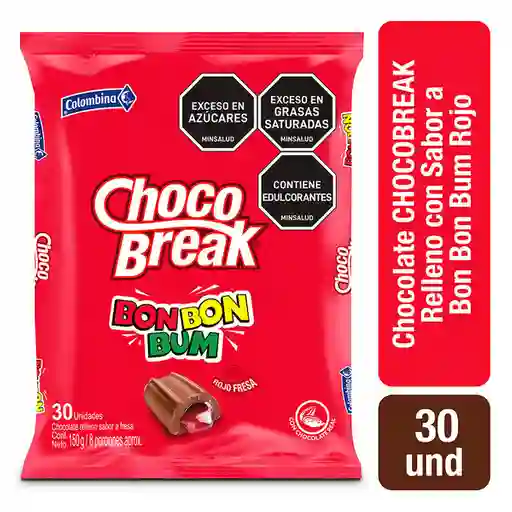 Choco Break Chocolatina con Relleno Sabor Bon Bon Bum