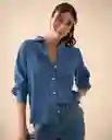 Camisa Azul Rivera Medio Talla Talla XS 611G022 Esprit