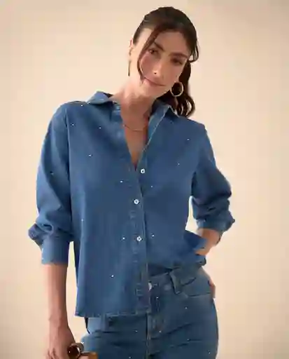Camisa Azul Rivera Medio Talla Talla XS 611G022 Esprit