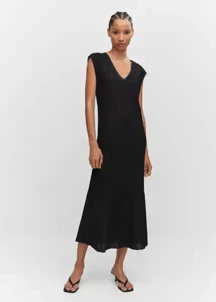 Vestido Canal Negro Talla 25 Mujer Mango