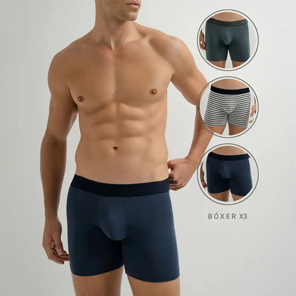 Bóxer Medio y Ajustado en Algodón Surat X3 Punto Blanco