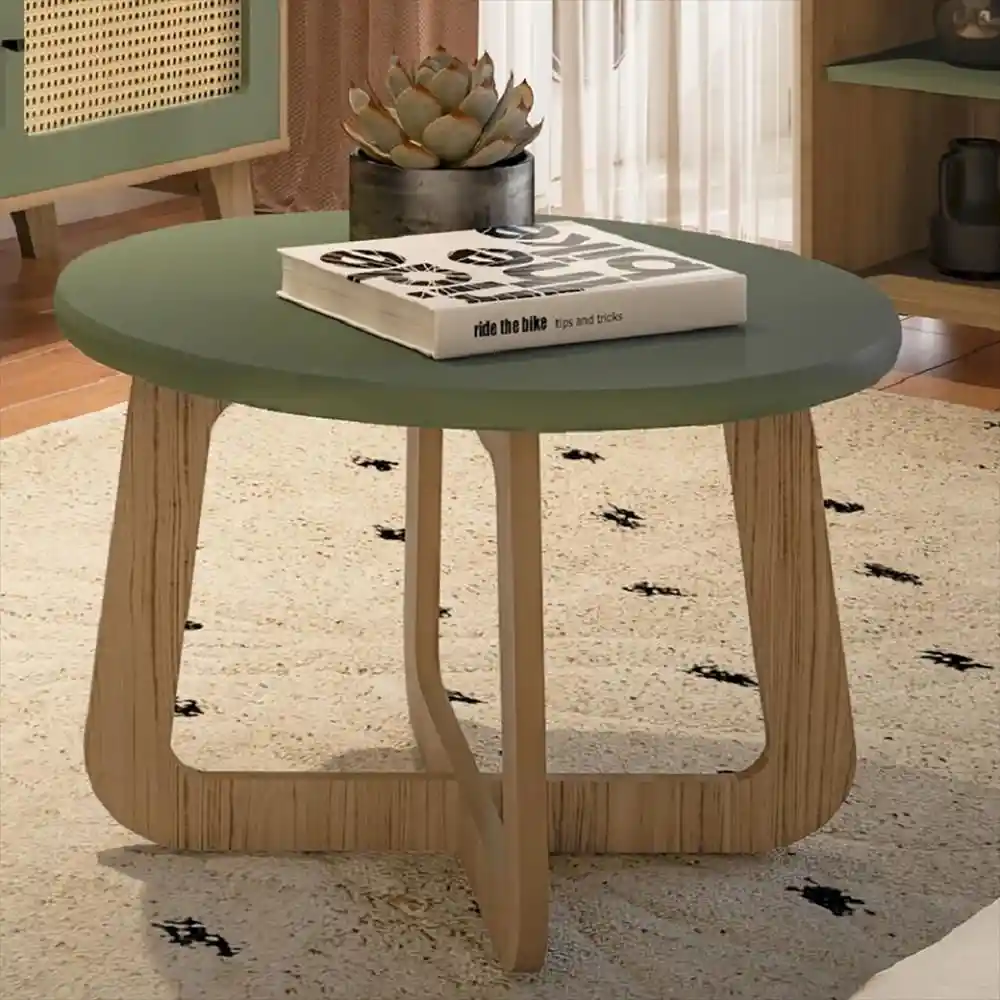 Mesa de Centro Jasmin 59 X 59 Cm en Mdp Menta Con Roble