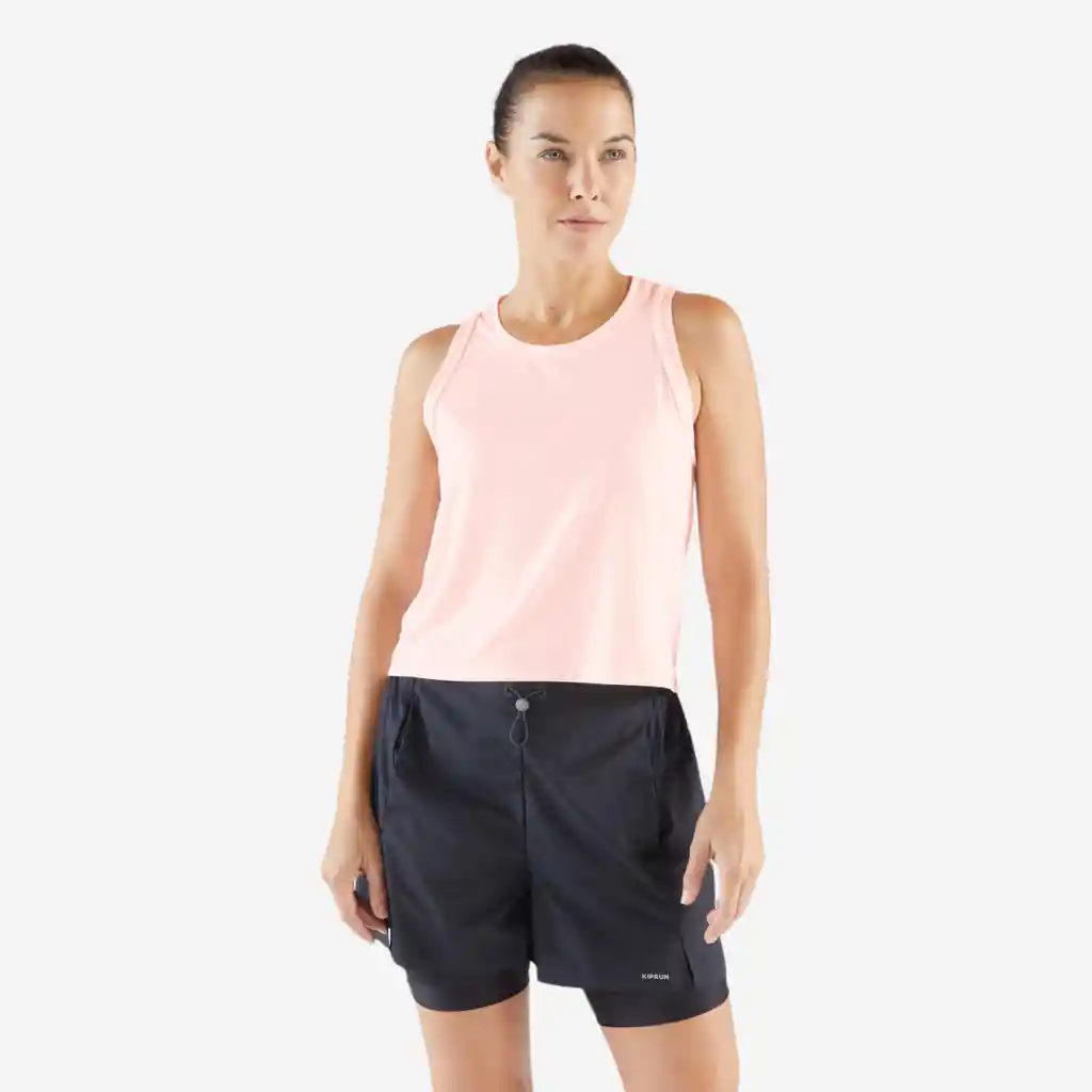 Camiseta Esqueleto de Running Run 500 Transpirable Para Mujer Rosado