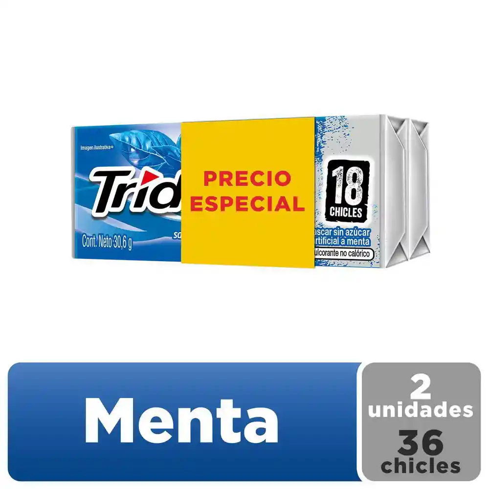 Trident Chicle Sin Azúcar Menta 2 Paquetes