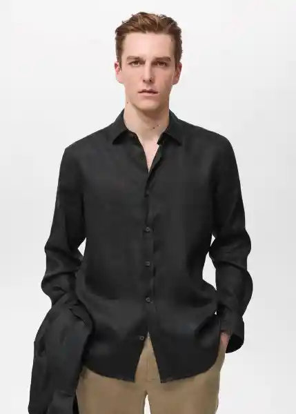 Camisa Parrot Negro Talla S Hombre Mango