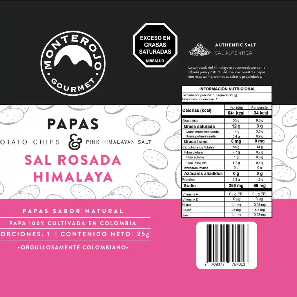 Papas Sal Rosada 25gr MonteRojo Gourmet