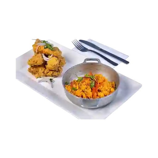 Chicharrón de Pescado con Arroz a la Norteña