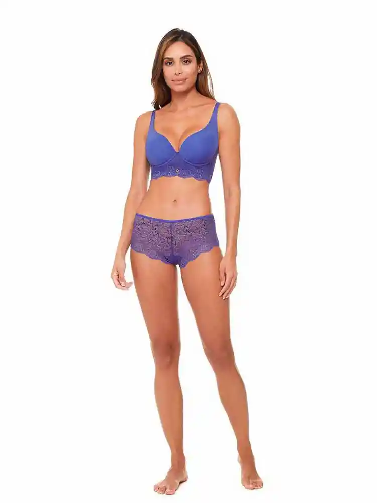 Cachetero Encaje Detalle en Lurex L-azul