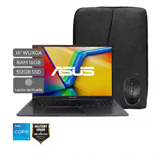 Computador Portátil Asus Vivobook 16 X1605va-mb1639w - Intel Core I5h 13th - 16gb Ram - 512gb Ssd - Negro - 16" - Maletín y Mouse