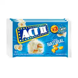 Act II Palomitas de Maíz para Microondas Sabor Natural Pack x3