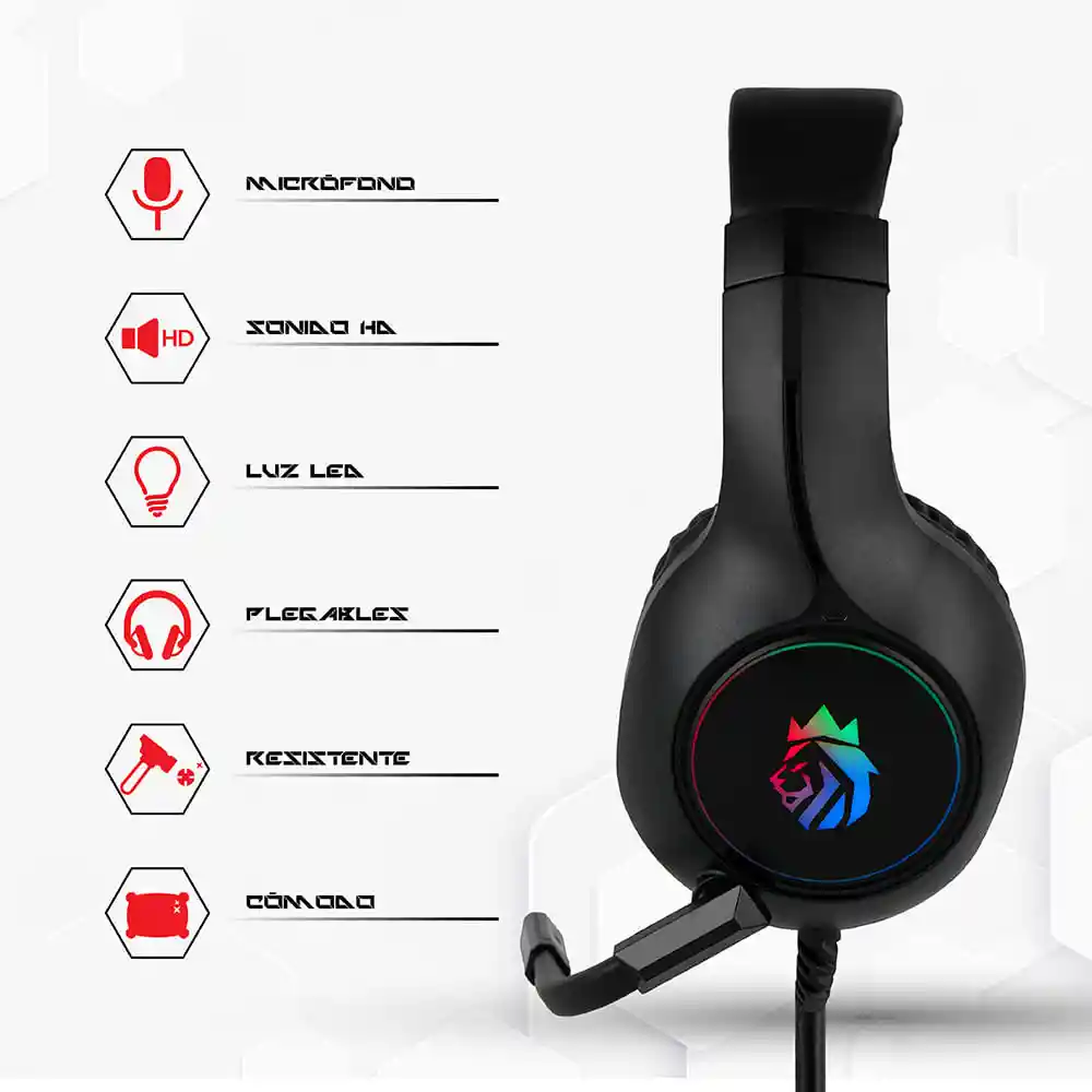 Audífonos de Diadema Rgb Casque Jeux Negro Modelo H05 Miniso