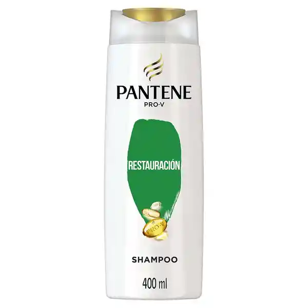 PANTENE Shampoo para cabello tratado químicamente dañado y con puntas abiertas Pantene Restauración con Aceite de Argán y las exclusivas Pro-Vitaminas 400 ml