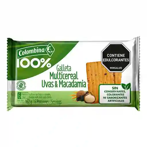 Colombina 100% Galleta Multicereal Uvas y Macadamia