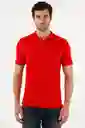 Polo Roja Con Raqueta Azul Para Hombre