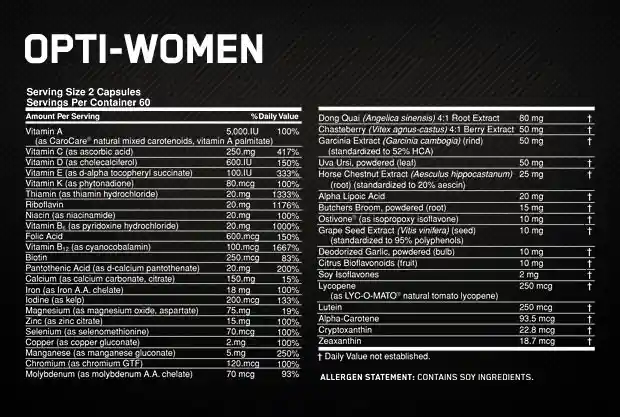 On Optimum Nutrition Opti-women Suplemento Multivitaminico Para Mujer