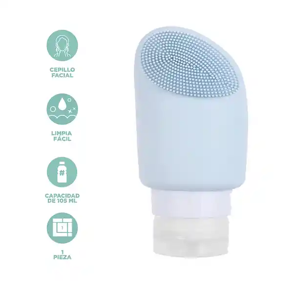 Botella Con Cepillo Facial Serie Macaron Azul y Gris Miniso