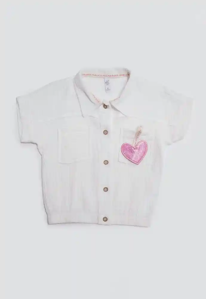 Camisa Crop Manga Corta 5t-ivory