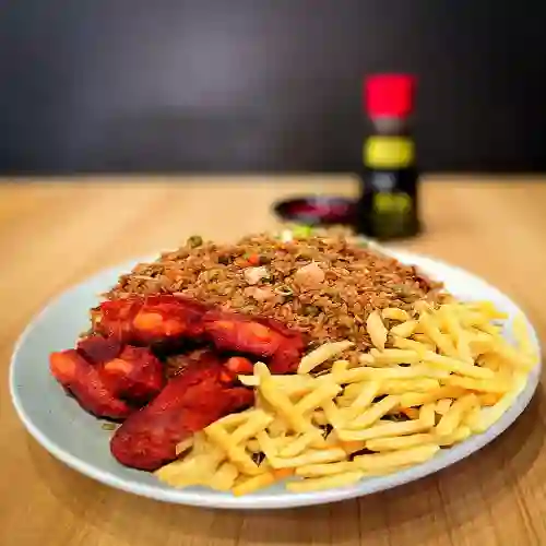 Combo -Arroz, Costillas Ahumadas y Papas