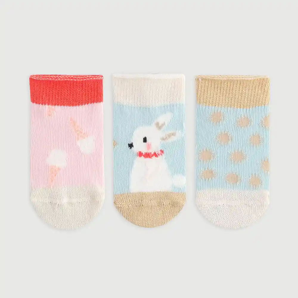 Medias Casuales Largo Tradicional Bebita Grisel X3 Baby Fresh Talla 0-3m