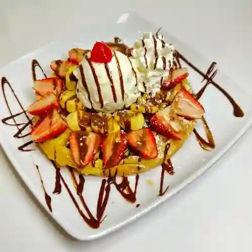 Waffle Fresa y Banano Especial