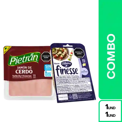 Combo Finesse Queso Mozarella Tajado + Pietrán Jamón de Cerdo