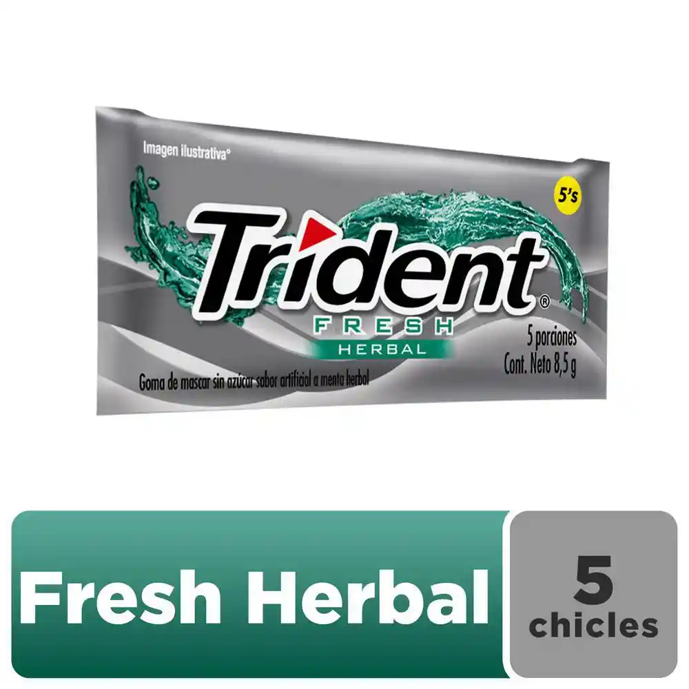 Trident Chicle Menta Herbal Sin Azúcar