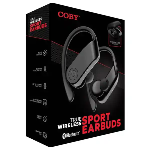 Coby Audífonos Inalámbrico Negro Bluetooth 5.0 Cetw570Bk