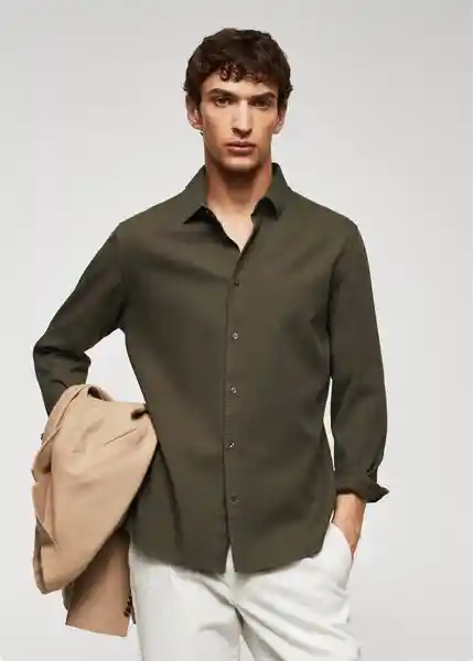 Camisa Arthur Khaki Talla L Hombre Mango