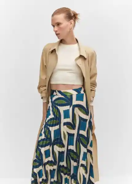 Falda Quanti Azul Talla XS Mujer Mango